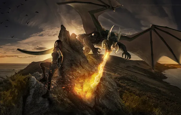 Girl, fiction, dragon