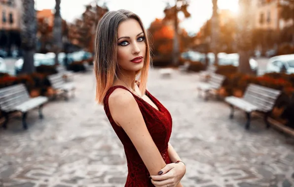 Autumn, look, girl, the city, hair, dress, Alessandro Di Cicco