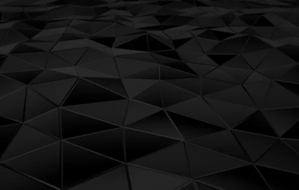 Picture surface, abstraction, triangles, faces, black, render