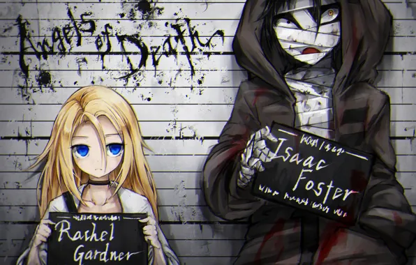Girl, photo, background, signs, guy, Angel bloodshed, Satsuriku no Tenshi