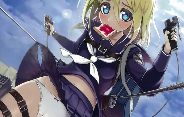 Girl, sexy, lingerie, pantsu, school uniform, panties, anime, blue eyes