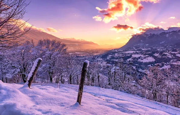 Picture the sky, clouds, snow, mountains, France, view, beauty
