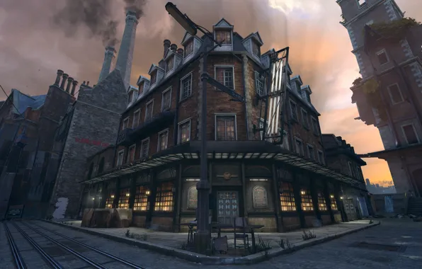 Picture city, the city, street, the game, art, Dishonored, Danuoll, pub