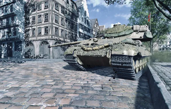 HDR, Clouds, Sky, Tiger, Street, Game, Tank, World of Tanks