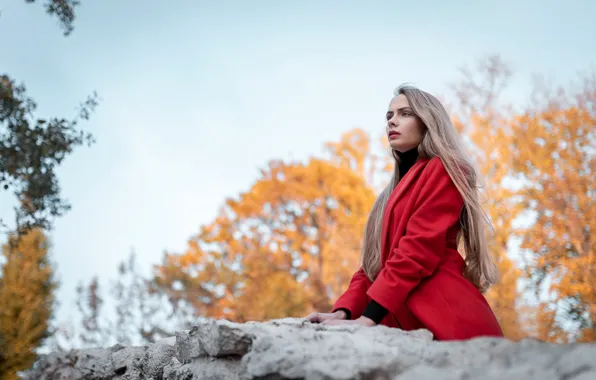 Picture in red, coat, Nasir Chowdhury, Anastasia Panina