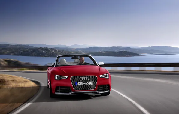 Road, Audi, Water, Lake, Convertible, The wind, Day, Driver
