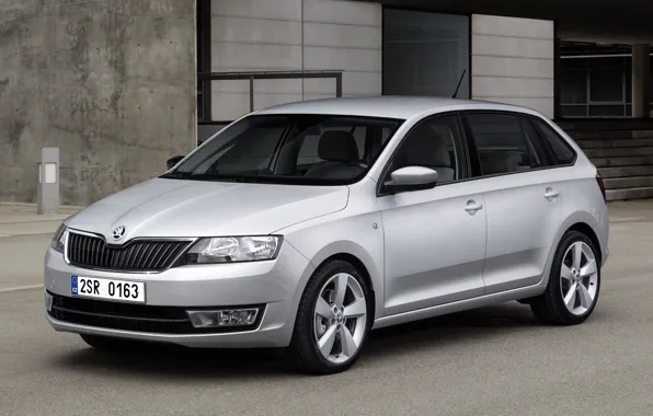 Grey, skoda, spaceback, rapid