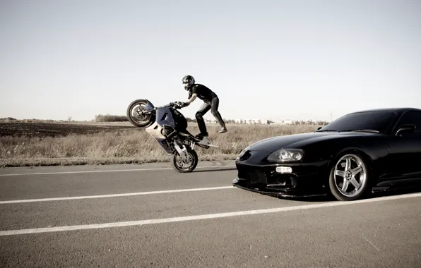 Road, Motorcycle, Toyota, Stuntman