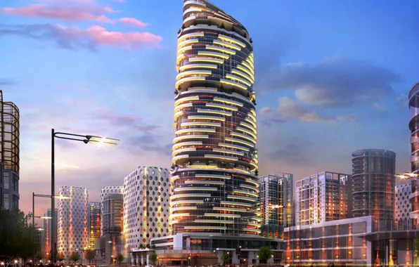 The city, transport, street, tower, TOWER 32