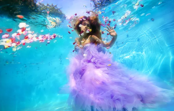 Sea, look, girl, light, flowers, pose, style, hand