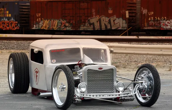 Picture WHITE, DESIGN, CHROME, TUNING, CLASSIC, HOT ROD CARS, HOT ROD, CAR