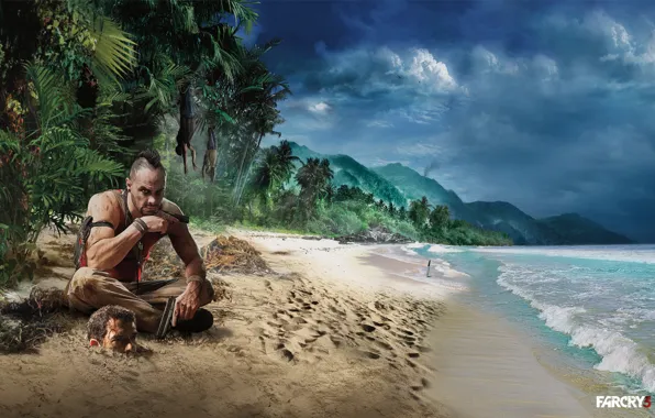 Picture wave, beach, the sky, palm trees, cry, far, far cry 3