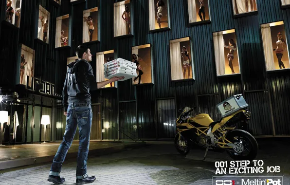 Girls, the situation, pizza