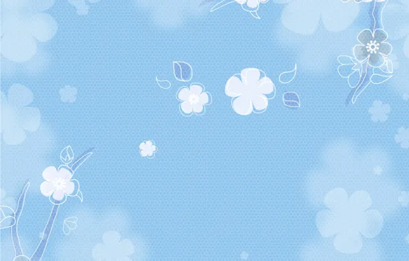 Flowers, background, texture, vintage, blue background