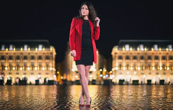 Girl, the city, model, the evening, figures, posing, beautiful legs
