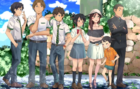 Download Kimi No Na Wa Phone Characters Wallpaper