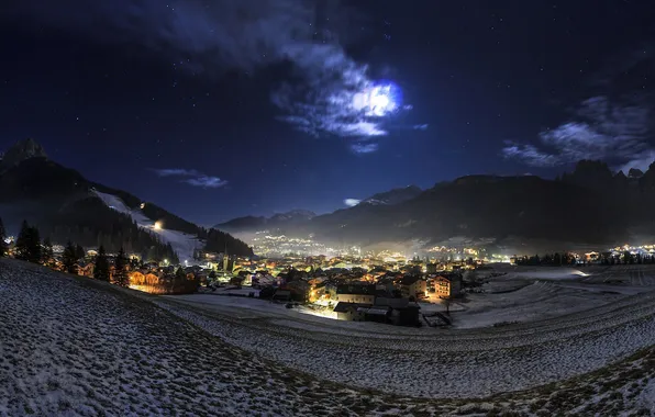 Stars, mountains, night, Italy, the Dolomites