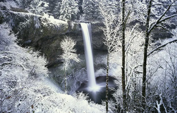 Winter, nature, waterfall