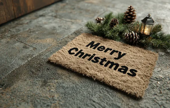 Branches, the inscription, carpet, pile, Christmas, lantern, floor, New year