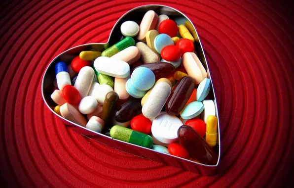 Love, heart, pills