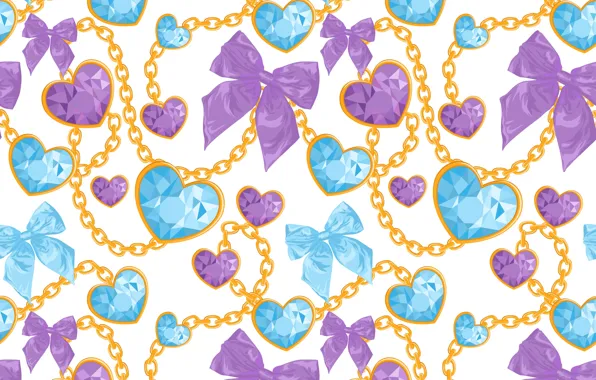 Hearts, Background, Texture, Bow