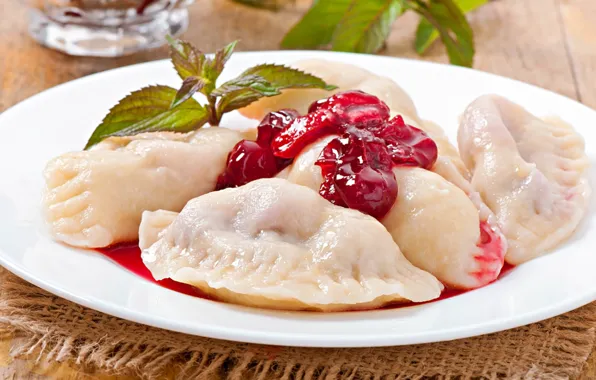 Picture cherry, mint, dumplings