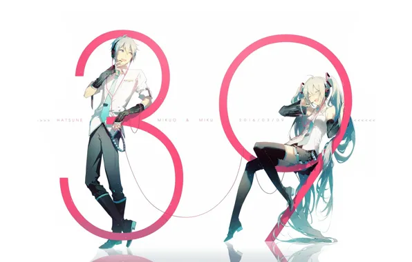 Girl, art, guy, vocaloid, hatsune miku, hatsune mikuo, rella