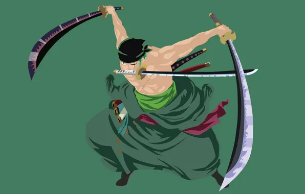 One Piece Roronoa Zoro with Sword Green Desktop Wallpaper 4K