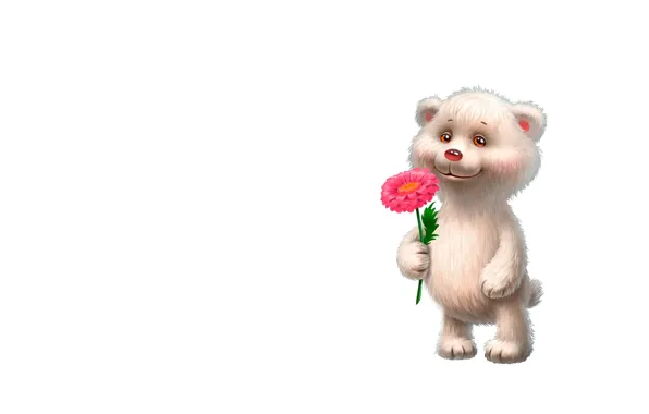 Picture mood, gift, art, bear, flower, children's