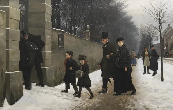 Picture Danish painter, Copenhagen, 1883, Funeral, Danish realist painter, Frants Peter Henningsen Diderik, Statens Museum for …