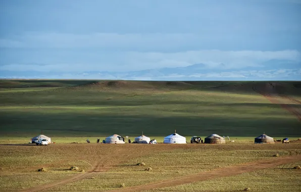 Picture the steppe, the horizon line, Mongolia