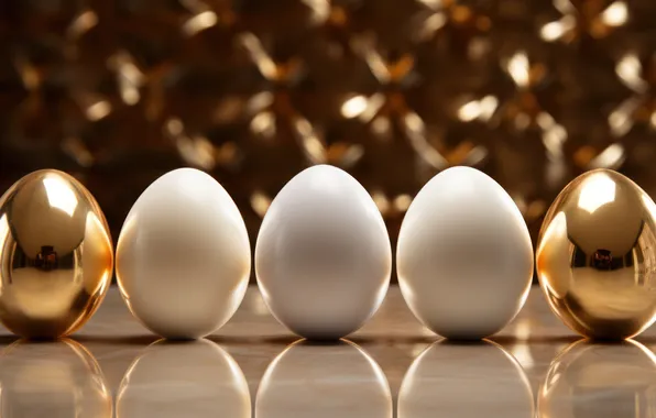 Holiday, eggs, spring, Easter, white, gold plated, gold, painted