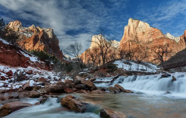 Mountains, nature, river