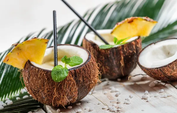 Coconut, cocktail, drink
