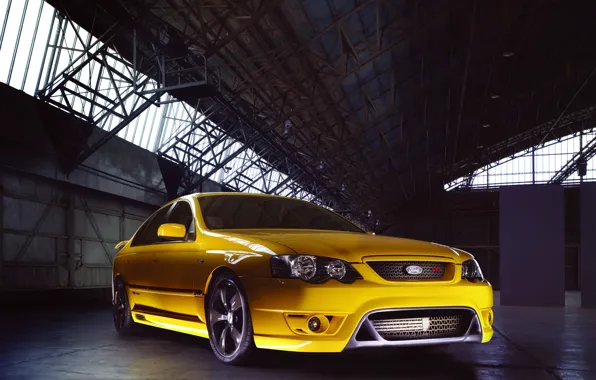 Yellow, car, the front, 2005, Australia, Typhoon, FPV, Ford Falcon