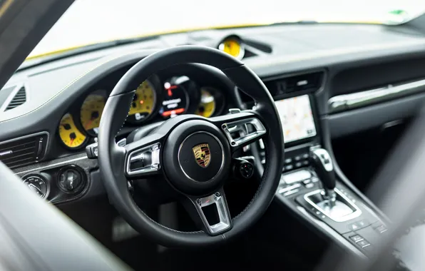 Picture yellow, coupe, 911, Porsche, devices, the wheel, 991, Manhart