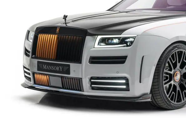 White background, Mansory, grille, exterior, Rolls-Royce Ghost, New Ghost