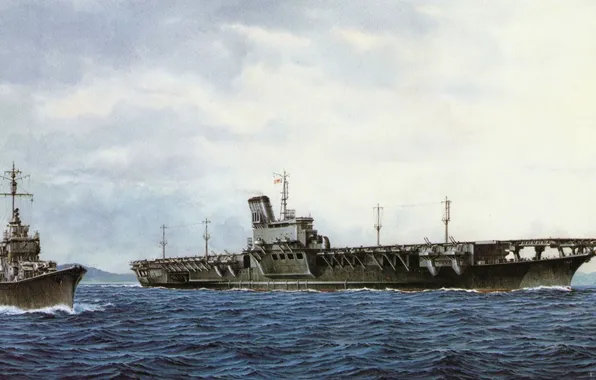 Ship, art, the carrier, Navy, military, Japanese, destroyer, WW2