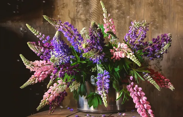 Summer, bouquet, lupins