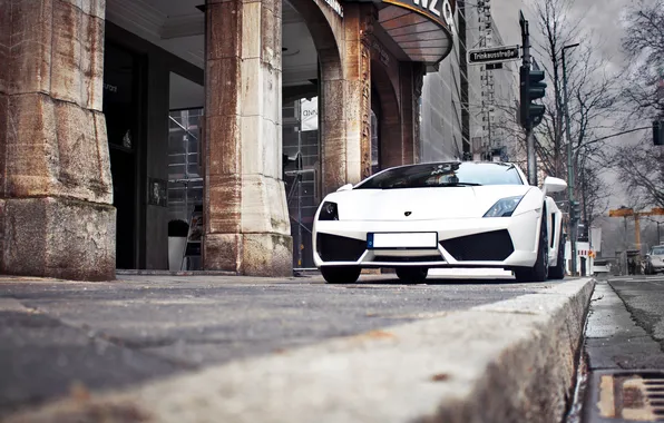 The city, Lamborghini, City, Gallardo, the sidewalk, lp570-4