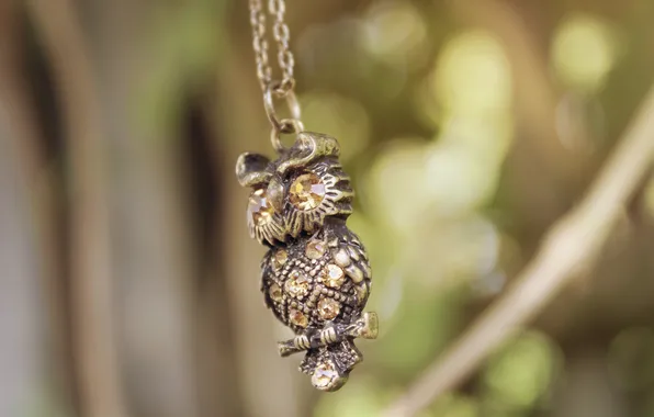Picture leaves, owl, pendant, decoration