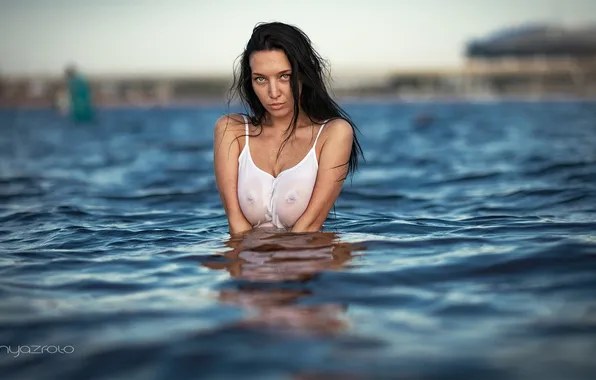 LOOK, WATER, CHEST, BRUNETTE, BLOUSE, photographer Konstantin Knyazev