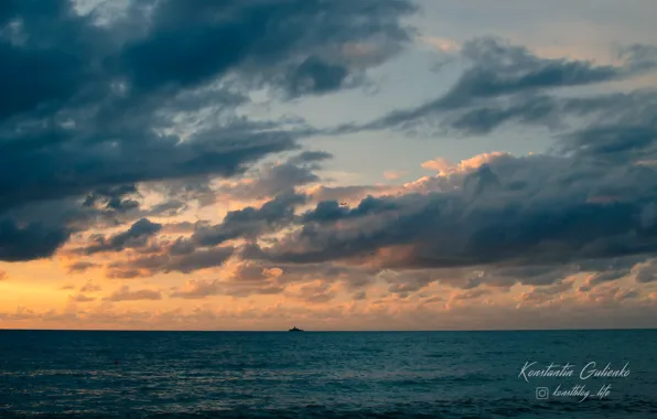 Sea, sunset, the plane, ship, Crimea, sunset, Sevastopol, uchkuyevka