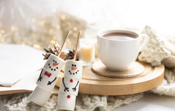 Christmas, candy, New year, snowmen, snowman, a couple, Duo, faces