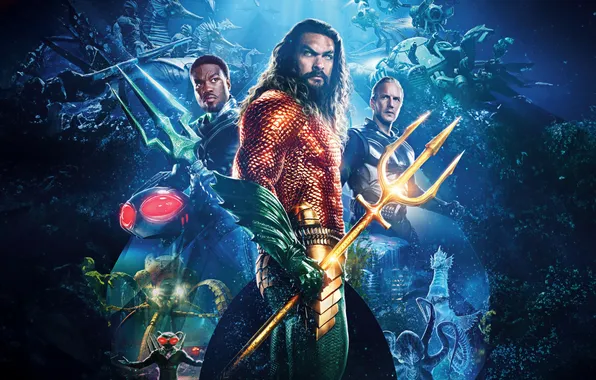 Look, pose, figure, poster, Jason Momoa, Jason Momoa, Patrick Wilson, Aquaman