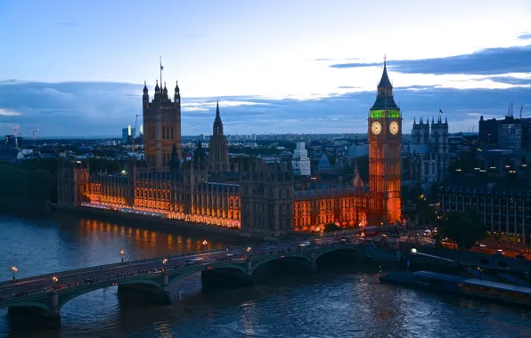 Picture lights, England, London, the evening, twilight