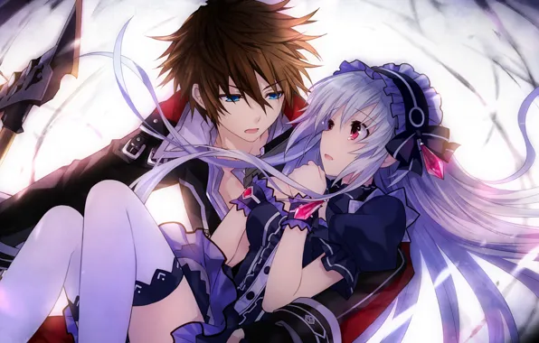 Look, girl, weapons, art, braid, form, guy, tears