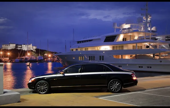 Picture the evening, yacht, Maybach