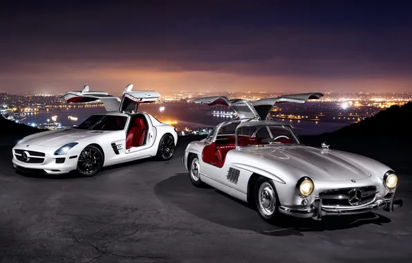 Picture background, Mercedes-Benz, door, Mercedes, panorama, AMG, SLS, the front
