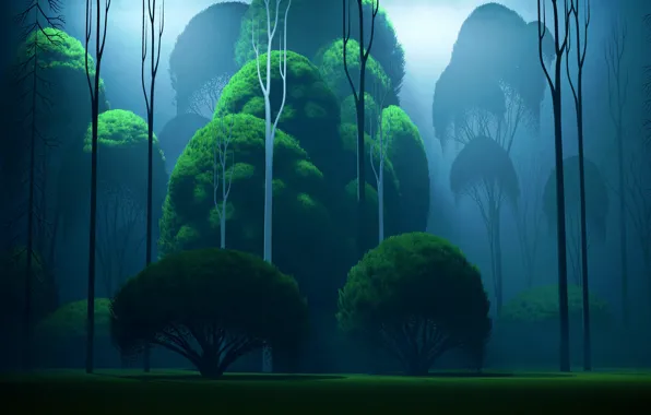 Greens, Nature, Trees, Forest, Background, Render, Background, Rendering